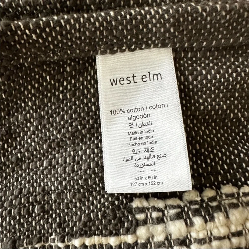 West Elm Textured Cotton Tassel Colorblock Throw 50